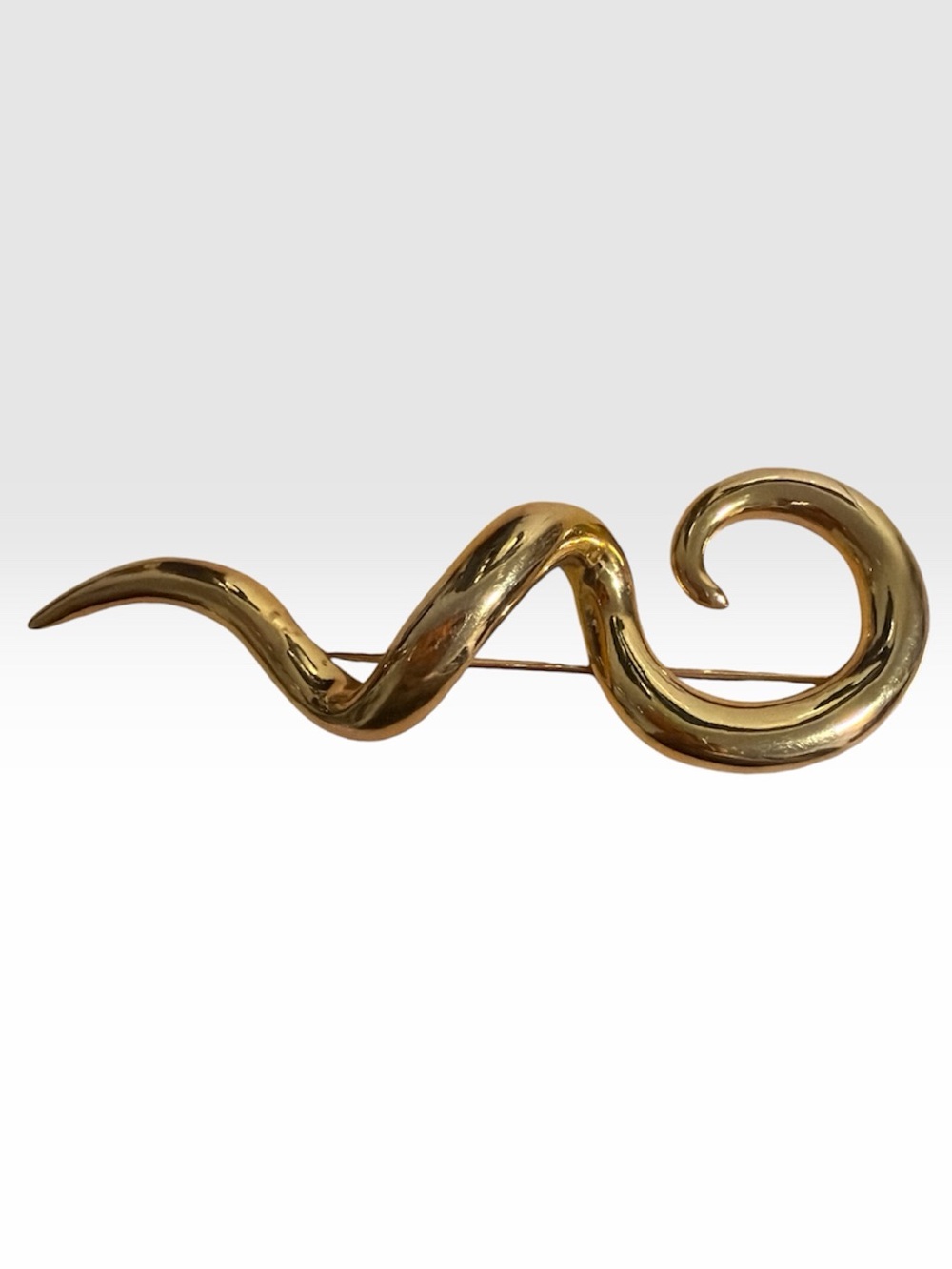 Vintage Large Shiny 3D Swirl Brooch Pin- Gold tone
